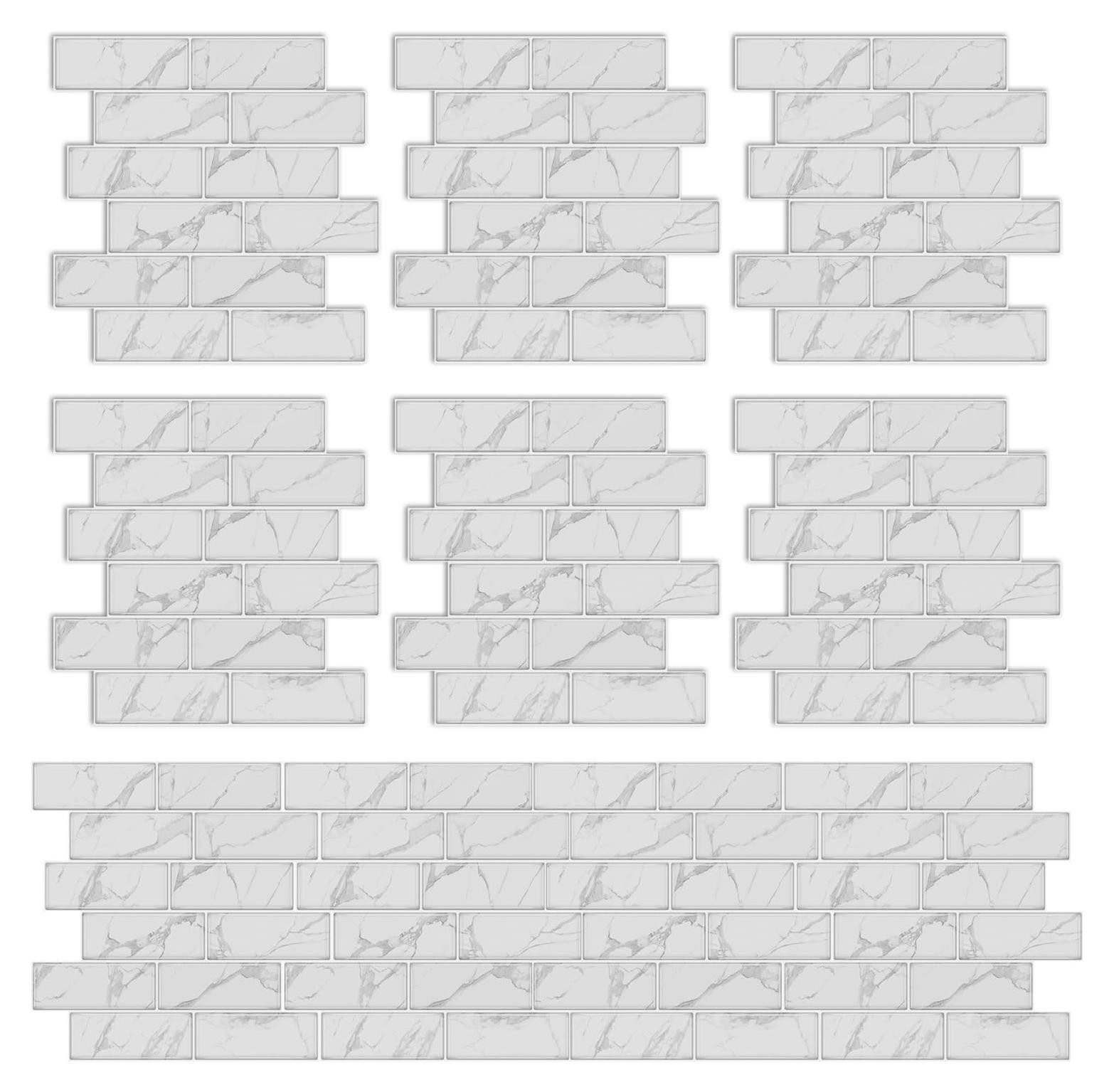 Set van 10 zelfklevende 3D tegelstickers voor badkamer en keuken van Wall