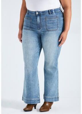 Plus Size Women's Emmy Flared Jean by Avenue in Light Wash (Size 28)