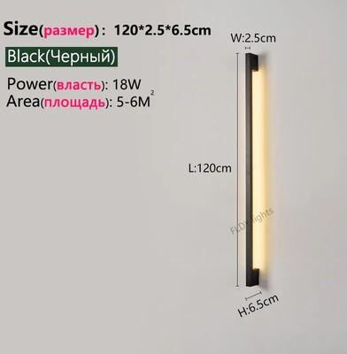 Inspired Living Nordic Glow LED Wall Lamp Modern Minimalist Long Wall Mounted Light black L120cm warm White (3000k)