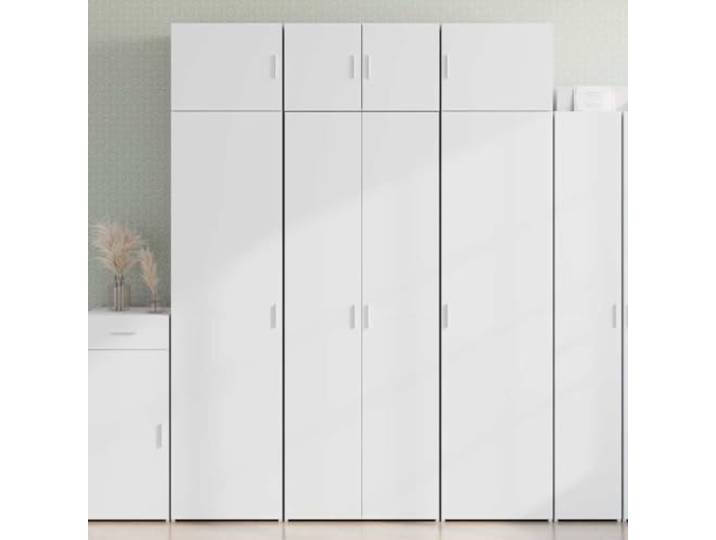 RJPLMFV Anrichte, hoch, weiß, 70 x 42,5 x 185 cm, aus Ingenieurholz Aufbewahrungsmöbel mit Türen, Regalen, Griffen, für Wohnzimmer, Schlafzimmer, Flur
