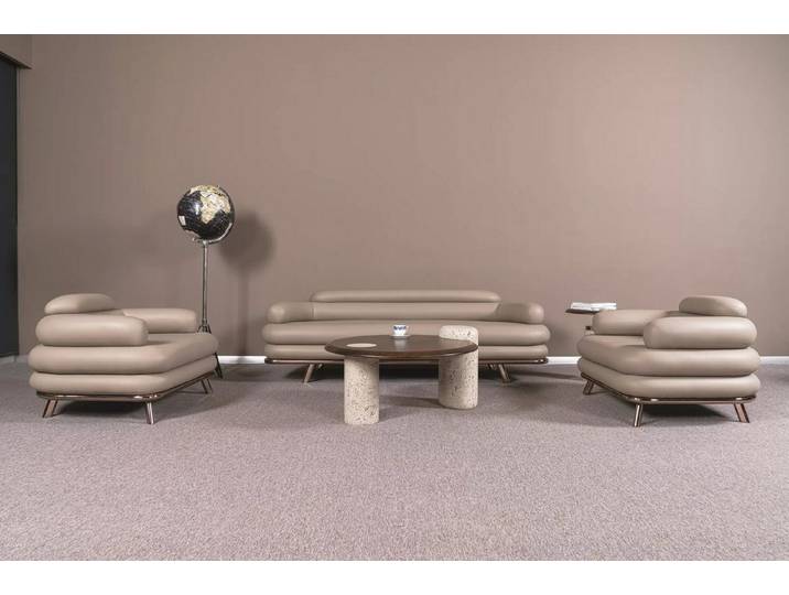 Xlmoebel Polstergarnitur Braune Designer Couchgarnitur mit Sessel und Couchtisch, (Sofa-Set, 5-tlg., Designer Couchgarnitur), Made in Europa