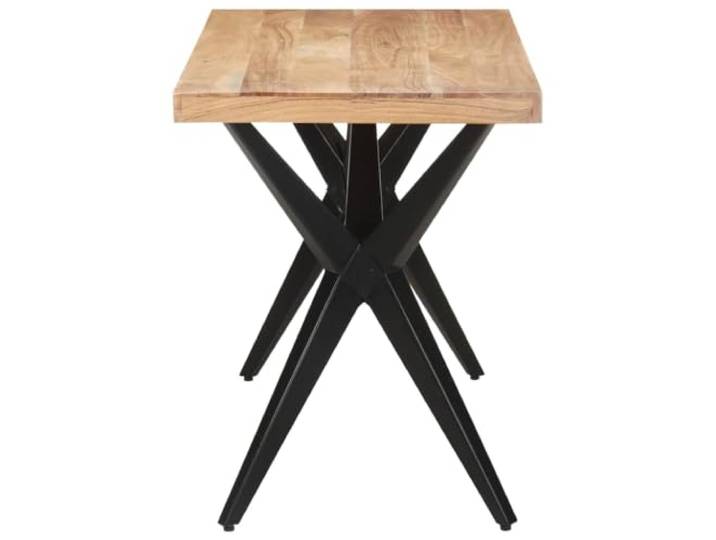 HKQWPBF Esstisch 120x60x76 cm Massivholz Akazie Massives Akazienholz, pulverbeschichtete Stahlbeine, Stahlkreuzrahmen, robuste Tischplatte