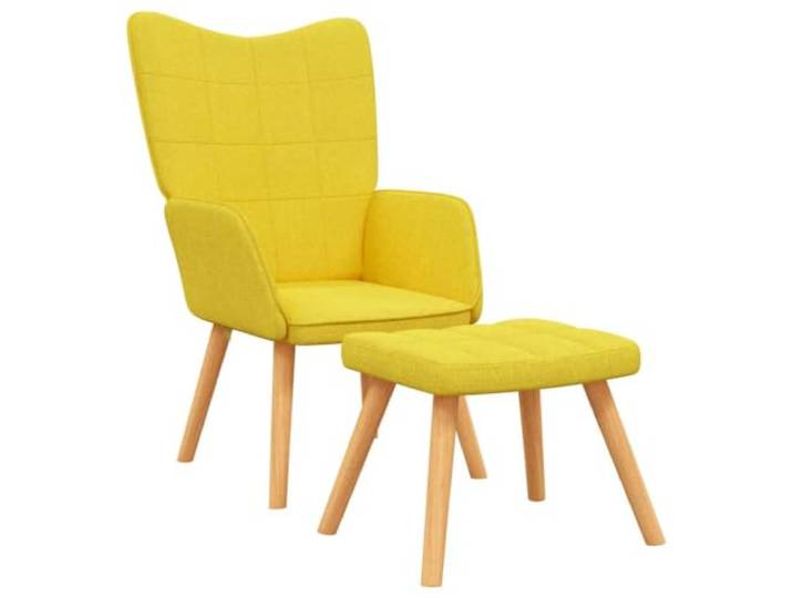 KDVXBCQJH Relaxsessel mit Hocker Senfgelb Polstersessel 2-teilig Ergonomischer Fernsehstuhl mit Fußablage aus Massivholz und Polsterstoff für Wohnzimmer und Schlafzimmer.