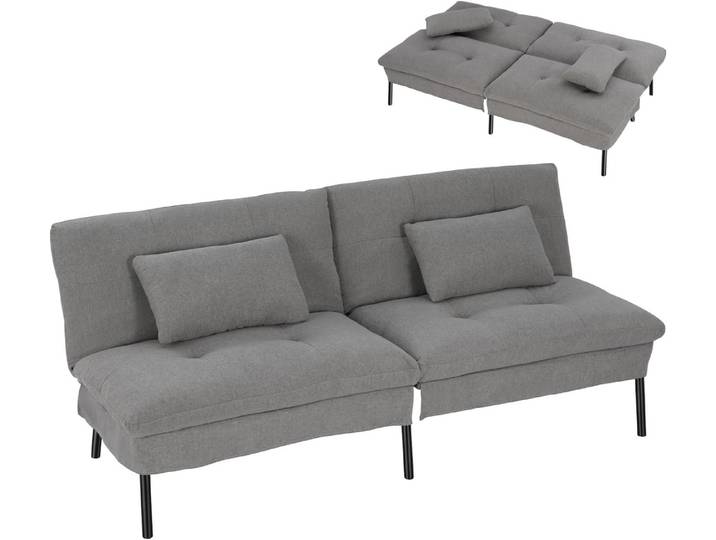 Woltu Schlafsofa, 1 Teile, 2-Sitzer-Schlafsofa rutschfest mit 2 Kissen Verstellbarer Rückenlehne