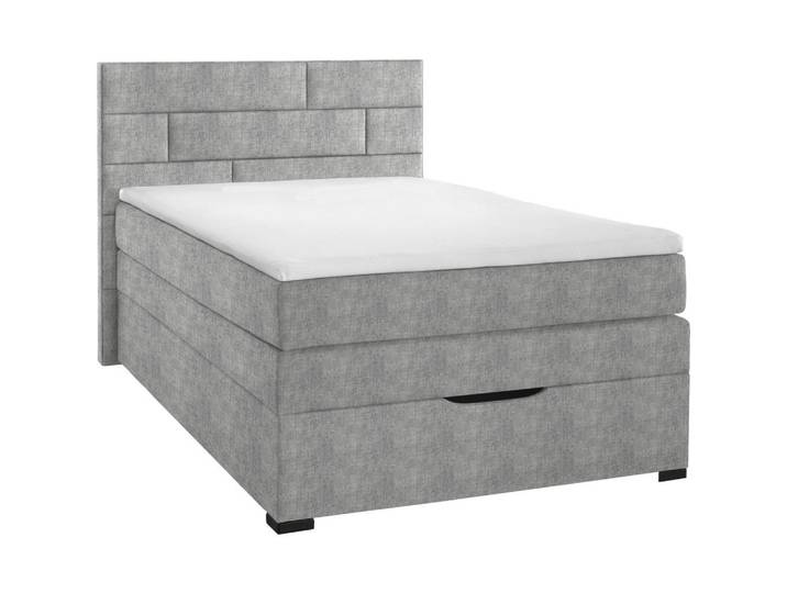 Carryhome Boxspringbett, Silberfarben, Textil, Kiefer, vollmassiv, H2, 140x200 cm, Federkernmatratze, Stoffauswahl, Topper durchgehend, In verschiedenen Grössen erhältlich, Schlafzimmer, Bett, Boxspringbetten