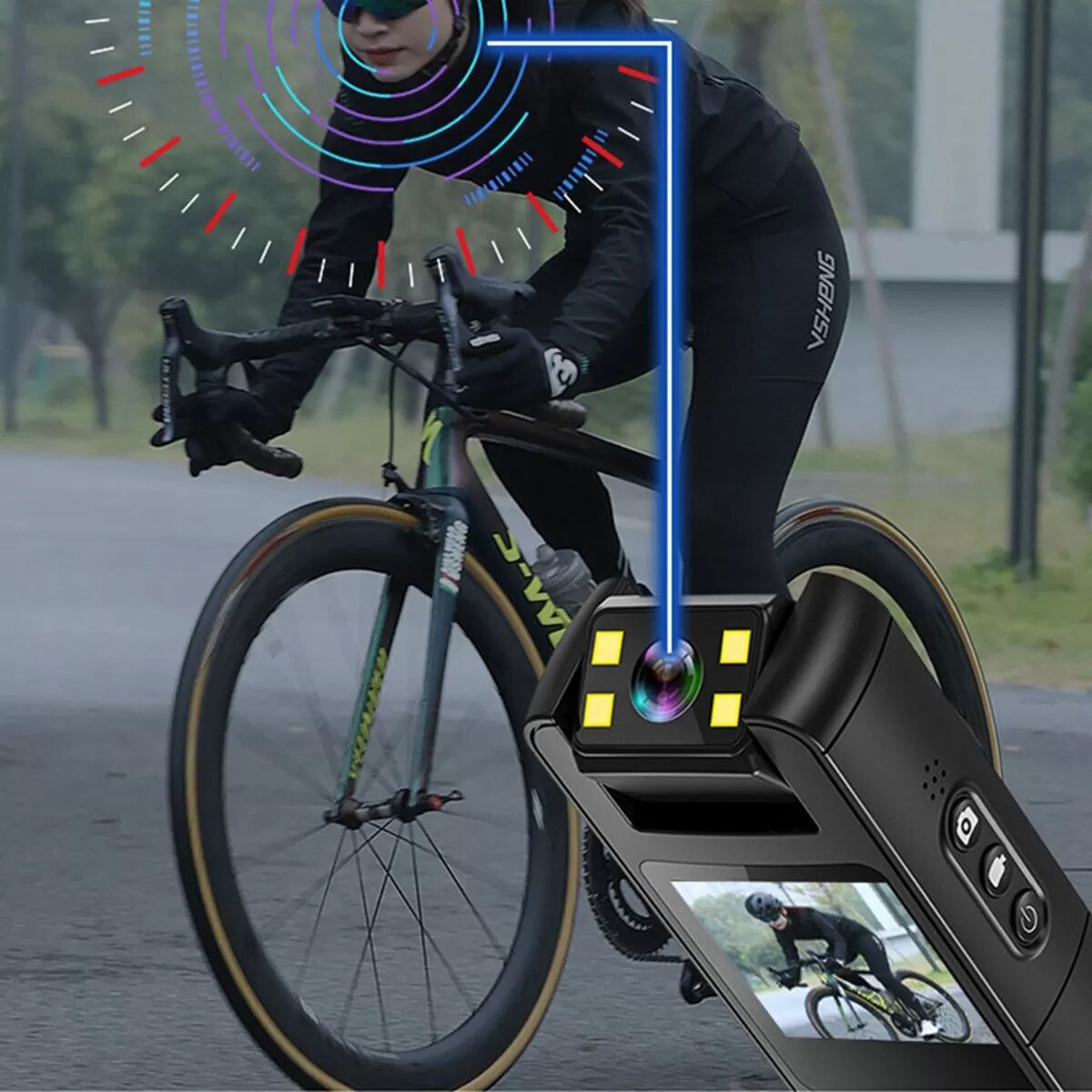 INF Back-Clip 1080p Kamera - 1.54-inch LCD, 180° drehbares Objektiv, LED-Aufhelllicht, Clip-On Action-Kamera (Schwarz)