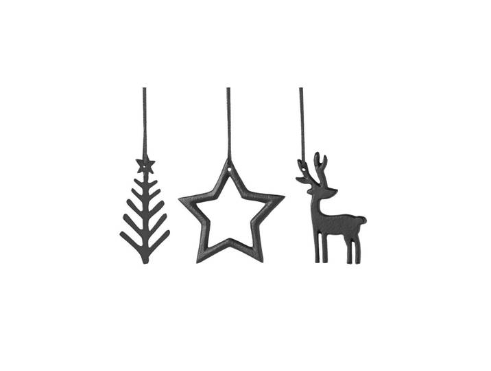 DEKO-HÄNGER Christmas Chic schwarz 3-tlg.