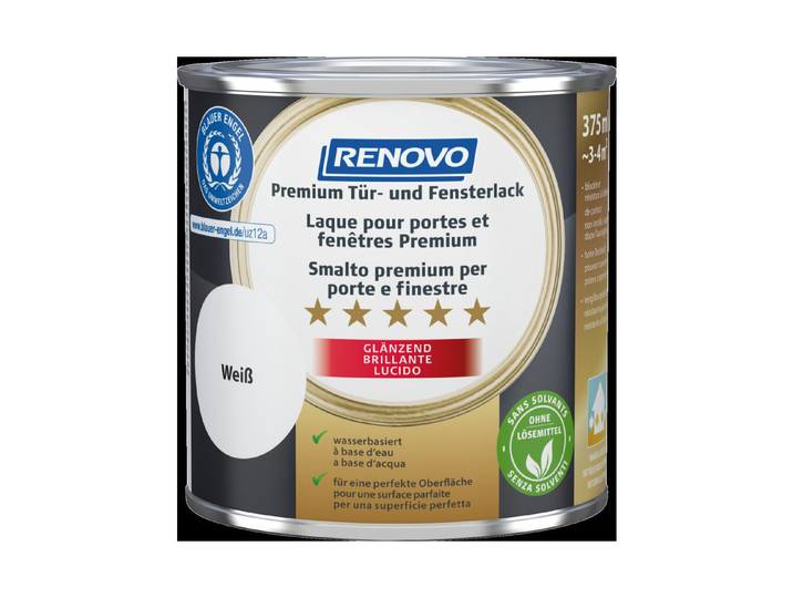 Renovo Premium Tür- und Fensterlack Weiss Glänzend 375 ml