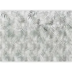 Artgeist, Tapete, Fototapete - Minimalist landscape - nature motif with grey exotic leaves (250 x 175 cm)