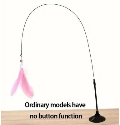Uplift Essentials Cat Teaser Wand With Bell Feather And Suction Cup Long Interactive Stick white