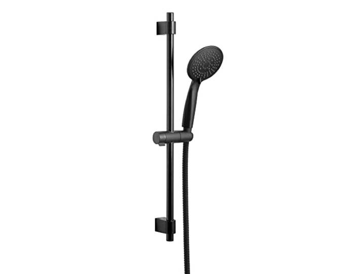 WENKO Colonne de Douche Modèle Young Nettoyage Facile Pommeau 11 cm Barre de Douche\, douchette à Main 5 Fonctions et Flexible de Douche Assorti 150cm Noir