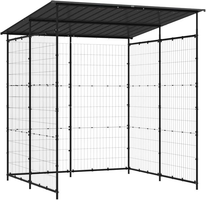 Fahrradschuppen Metall, Fahrradunterstand pulverbeschichteter Stahl, Schwarz Grau 190x190x222 cm, für Fahrräder Mopeds E-Scooter Motorräder 150780