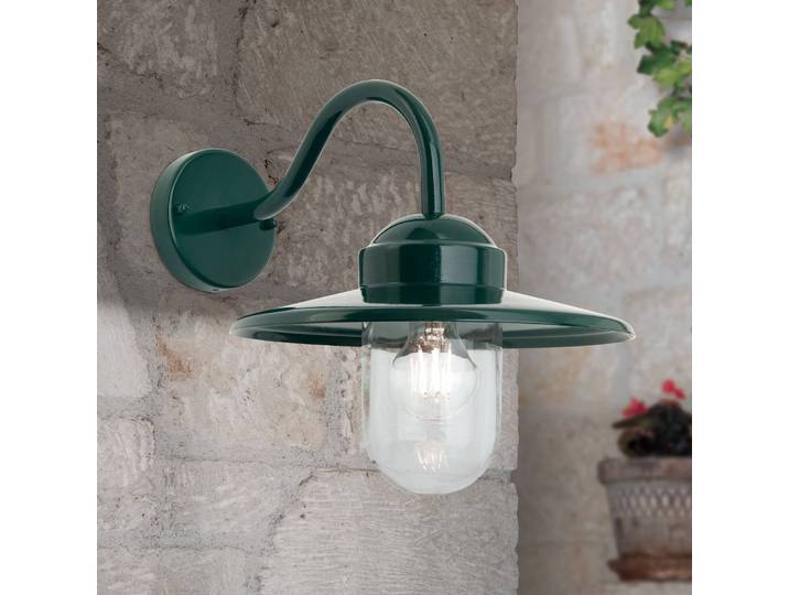 Wandlamp buiten Edward, dimbaar, groen, Aluminium, Vintage, Wandlamp buiten