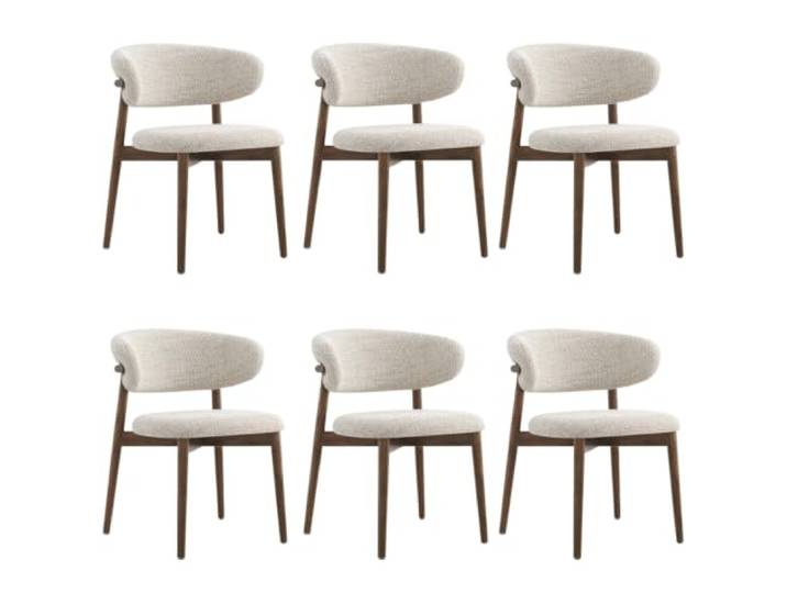 AKPHBKFG Esszimmerstühle im Mid-Century-Modern-Stil, 2er-Set, Massivholz-Polsterstühle, für Wohnzimmer und Küche 6 PCS