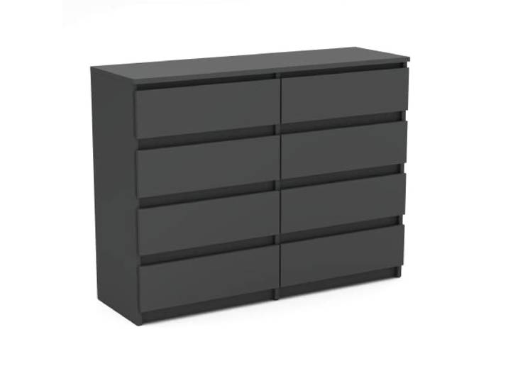 MRBLS_HOME Kommode mit 8 Schubladen - Holz Sideboard 120 x 92,5 x 33,5 cm (B/H/T) - Schmale Kommode für Schlafzimmer & Flur - Regal mit Schubladen - Schrank mit Schubladen (Grau Matt)