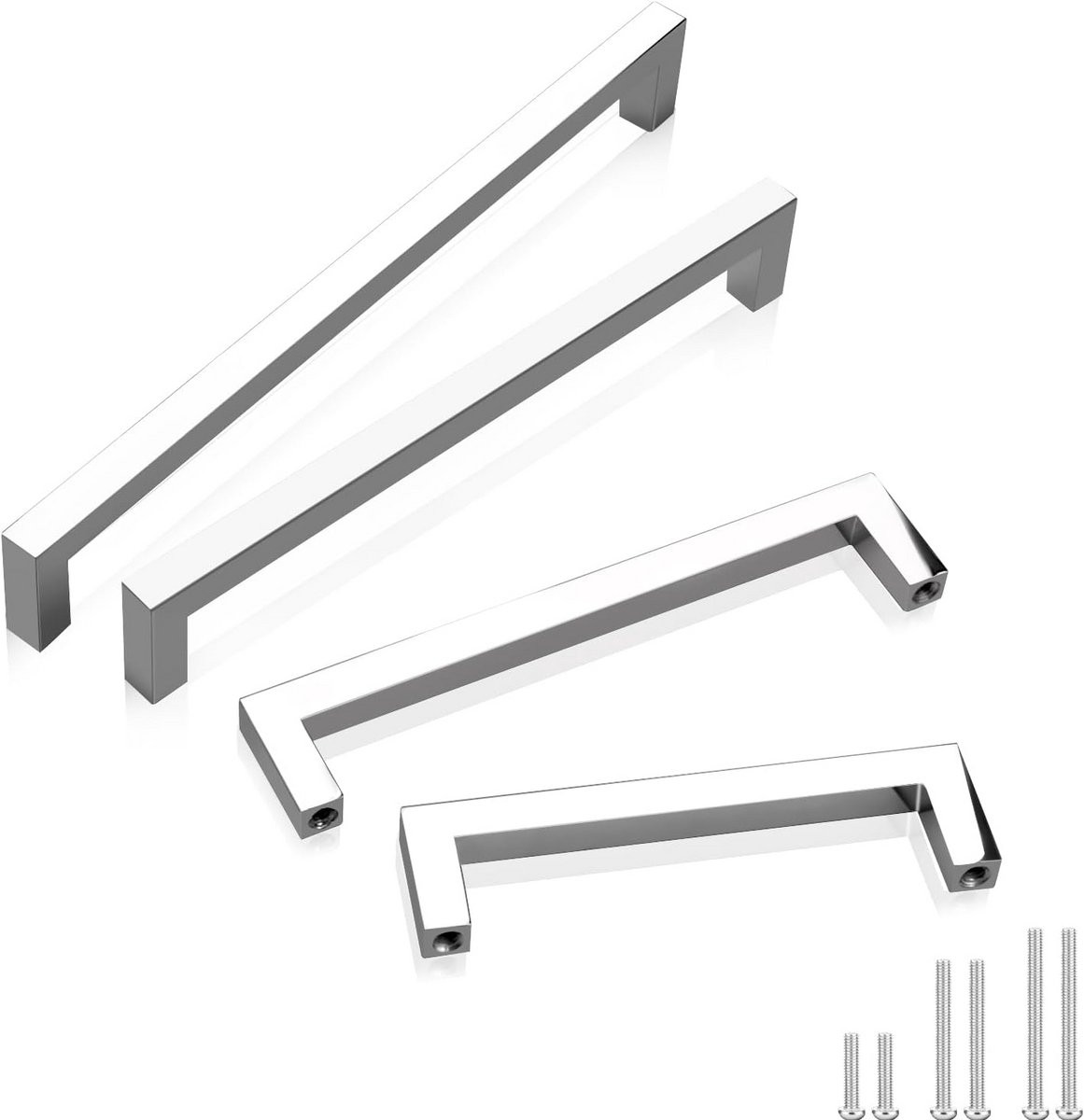 5-Pack Gepolijst Chrome Kastgrepen Vierkante Bar Lade Trekkers 128mm