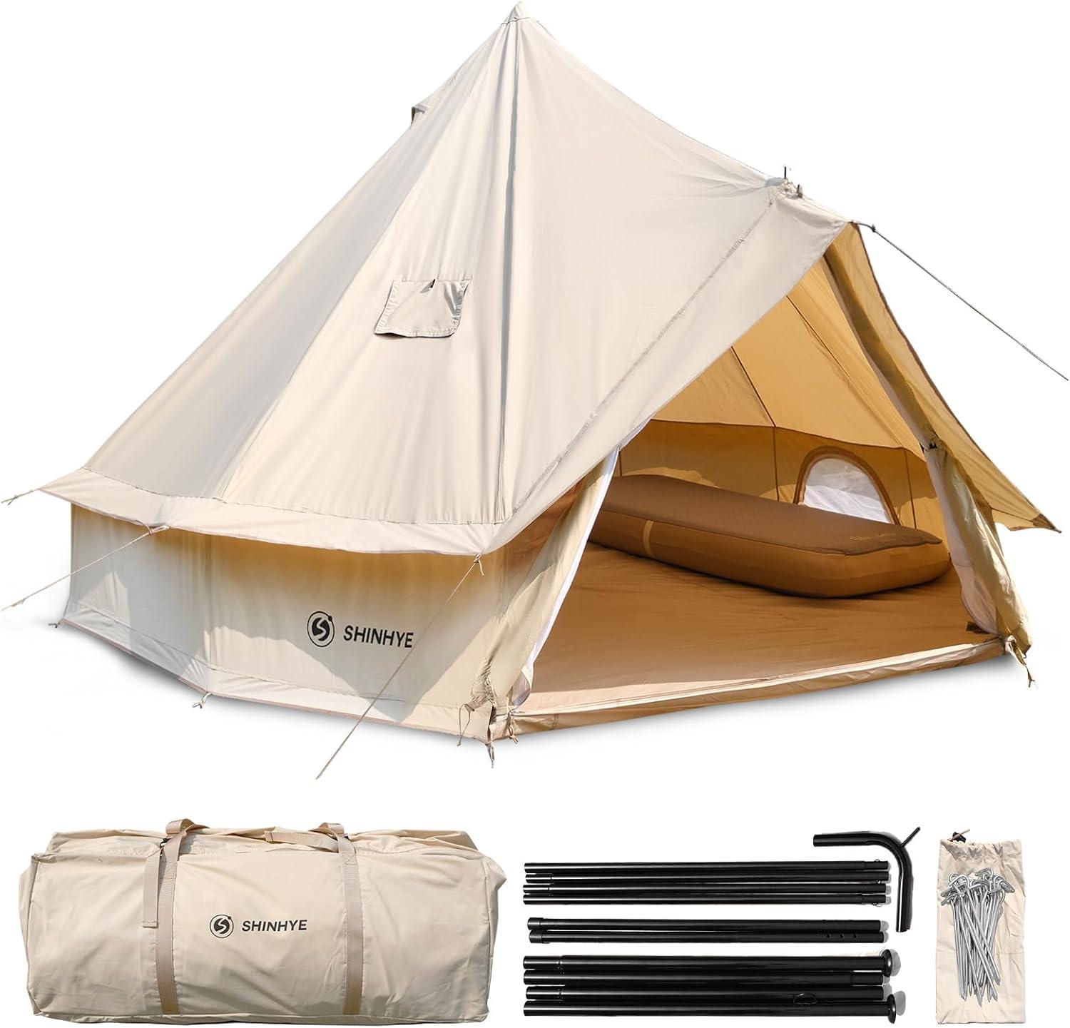 Zelt "Glockentent" in den Größen 3 m, 4 m oder 5 m, Glamping-Zelt für 3-8 Personen, wasserdicht, Jurtenzelt für den Außenbereich, Camping, Familienzelt, Segeltuchzelt mit Kochplattenhalterungen