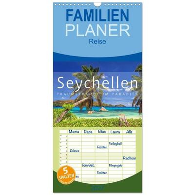 Familienplaner 2027 - Seychellen Traumstrände im Paradies mit 5 Spalten (Wandkalender, 21 x 45 cm) CALVENDO