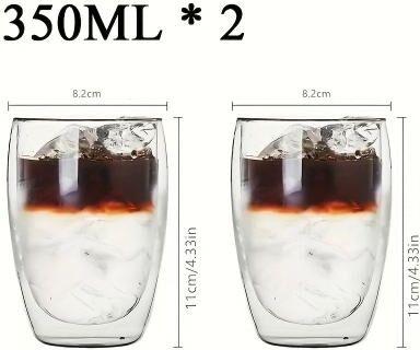 Uplifted Finds Thermal Core Double Wall Glass Set Professional Heat Insulating Transparent Espresso & Whiskey Interface 2 Pcs 350 Ml