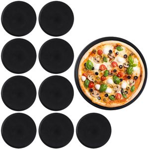 Relaxdays Pizzablech 10030760, antihaftbeschichtet, rund , aus Stahl, hitzebeständig bis 250°C, Ø 32 cm, 10 Stück