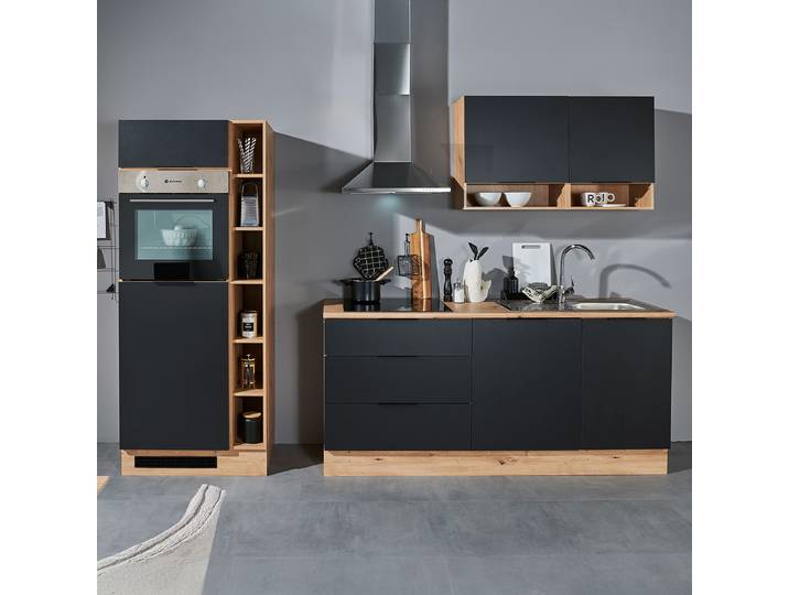 Kitchenette autonome Kalcu 270 cm 270 x 211 x 60cm Noir/Noir Sans électroménager