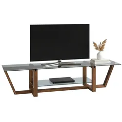 Dmora Fernsehschrank Dmatturr, Ständer für Wohnzimmerfernseher, Niedriges Wohnzimmer-Sideboard, TV-Ständerbasis, 158x35h35 cm, Nussbaum