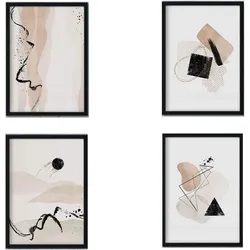 POSTER Set mit 4 Blätter und abstrakten Formen mit braunen Tönen A3 Rahmenlos