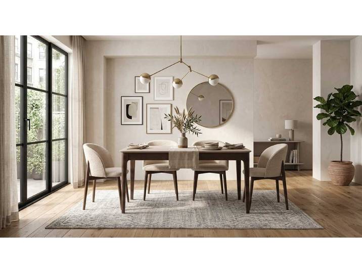 JVmoebel Essgruppe Essgruppe 5tlg Beige Modern Luxus Esstisch Stuehle Kuechentisch, (5-tlg., 5-tlg)
