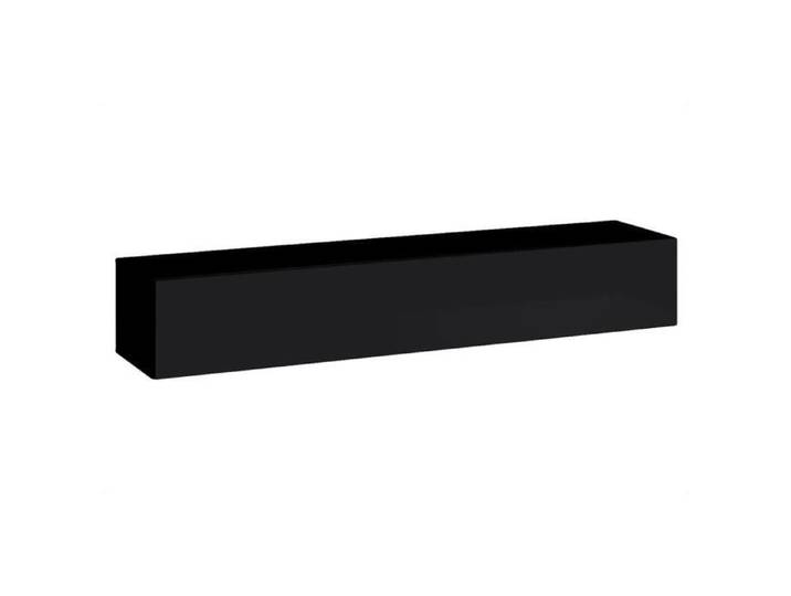 Meuble TV suspendu 180cm coloris noir collection SWITCH. Finitions brillantes.