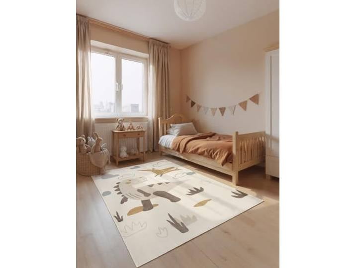 Hanse Home Adventures Kinderteppich Dino - Kinderzimmerteppich Dinosaurier, Dschungle Motiv Modern, Spielteppich, Junge, Mädchen, Teppich Kinderzimmer, Wohnzimmer - Creme Mulitfarben, 200x290 cm