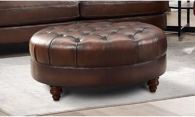 Hydeline USA Hydeline Newport Top Grain Chesterfield Leather Ottoman