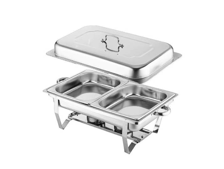 2er-Pack Chafing Dish Komplettset aus Edelstahl chafing dish Catering-Chafer mit Deckel, Pfannen und Brennstoffhalter, Buffet-Speisewärmer