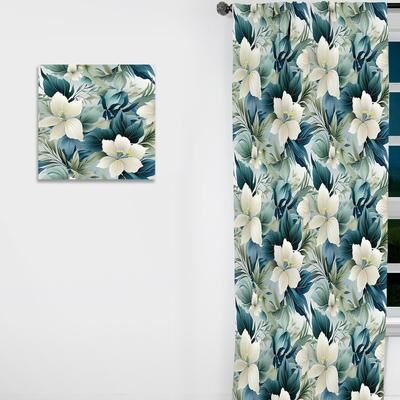 DESIGN ART "Designart ""Oceanic Impressions Tropical Pattern I"" Floral Curtain - Blackout Floral Curtain - 1 Panel"