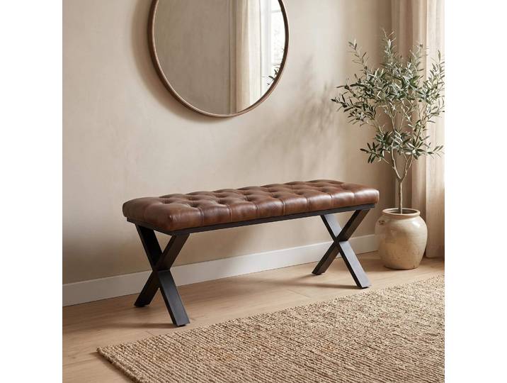 Banc en cuir et métal - Roma