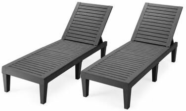 Costway Set of 2 Outdoor Chaise Lounge Chair with 5 Positions Adjustable Backrest-Black