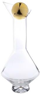 Classic Touch Ball Lided Glass Diamond Shaped Decanter with Gold Reflection
