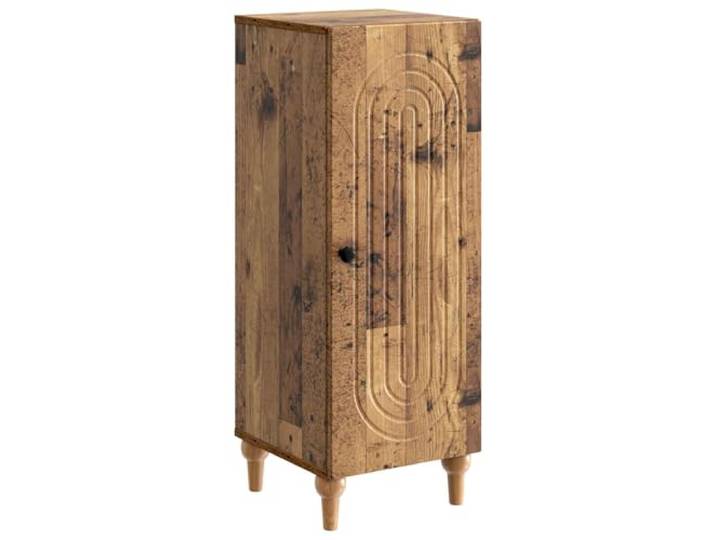 TEKGHUT Sideboard Altholz 33 x 34,5 x 90 cm Holzwerkstoff Minimalistisches Design, 90°-Pendeltüren, Knopfgriffe, Regale, Holzwerkstoff, feuchtes Tuch