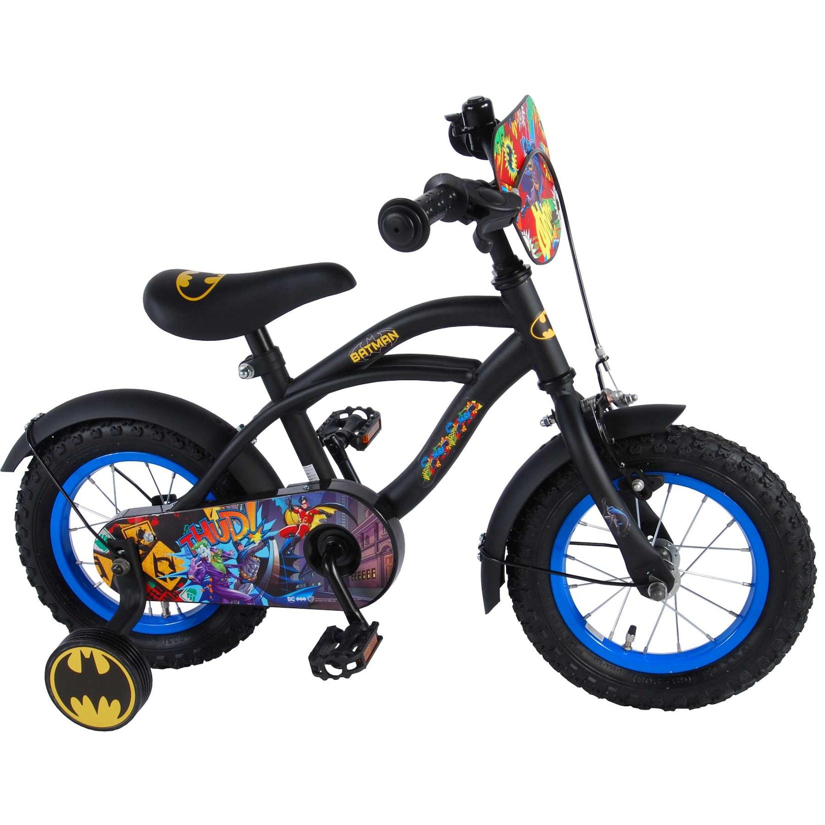 Volare Kinderfahrrad Batman Fahrrad für Jungen 12 Zoll Kinderrad in Schwarz