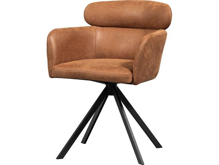 Esszimmerstuhl WOOOD Fenne aus Kunstleder mit Drehgestell aus Metall H 80 x B 58 cm , braun (braun, schwarz), B:58cm H:80cm T:60cm, Polyester, Stühle, Esszimmerstuhl, (Set, 2 St) Hohe Verschleissfestigkeit, Breite 58 cm