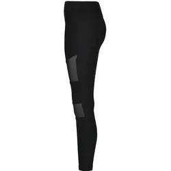 Urban Classics, Damen, Tights, Ladies Tech Mesh Rib Leggings (S), Schwarz
