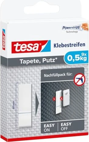 tesa Powerstrips Klebestreifen für Tapete/Putz, transparent