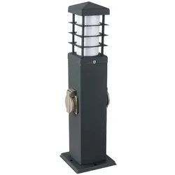 Smart LED Außenleuchte dimmbar Stehlampe Garten Edelstahl Steckdosen Sockelleuchte anthrazit, App- und Sprachsteuerung, RGB Farbwechsel, 2700-6500K LxBxH 12,4x12,4x45 cm