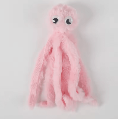 Inspire Curations OceanPaws Interactive Octopus Plush Toy For Cats & Small Dogs pink
