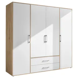 Kleiderschrank Lembo Weiß/Eiche Artisan