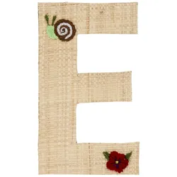RICE Raffia Buchstaben Sticker, E, Blume und Schnecke