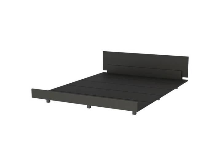 Lit - TUHOME - Sommier Queen Kaia - Noir - A lattes - 160 x 200 cm