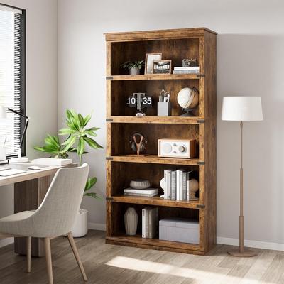 Yun 5 Tier Bookcase Modern Farmhouse Book Shelf