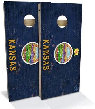 Skip's Garage Kansas Flag Outdoor Cornhole Board Set