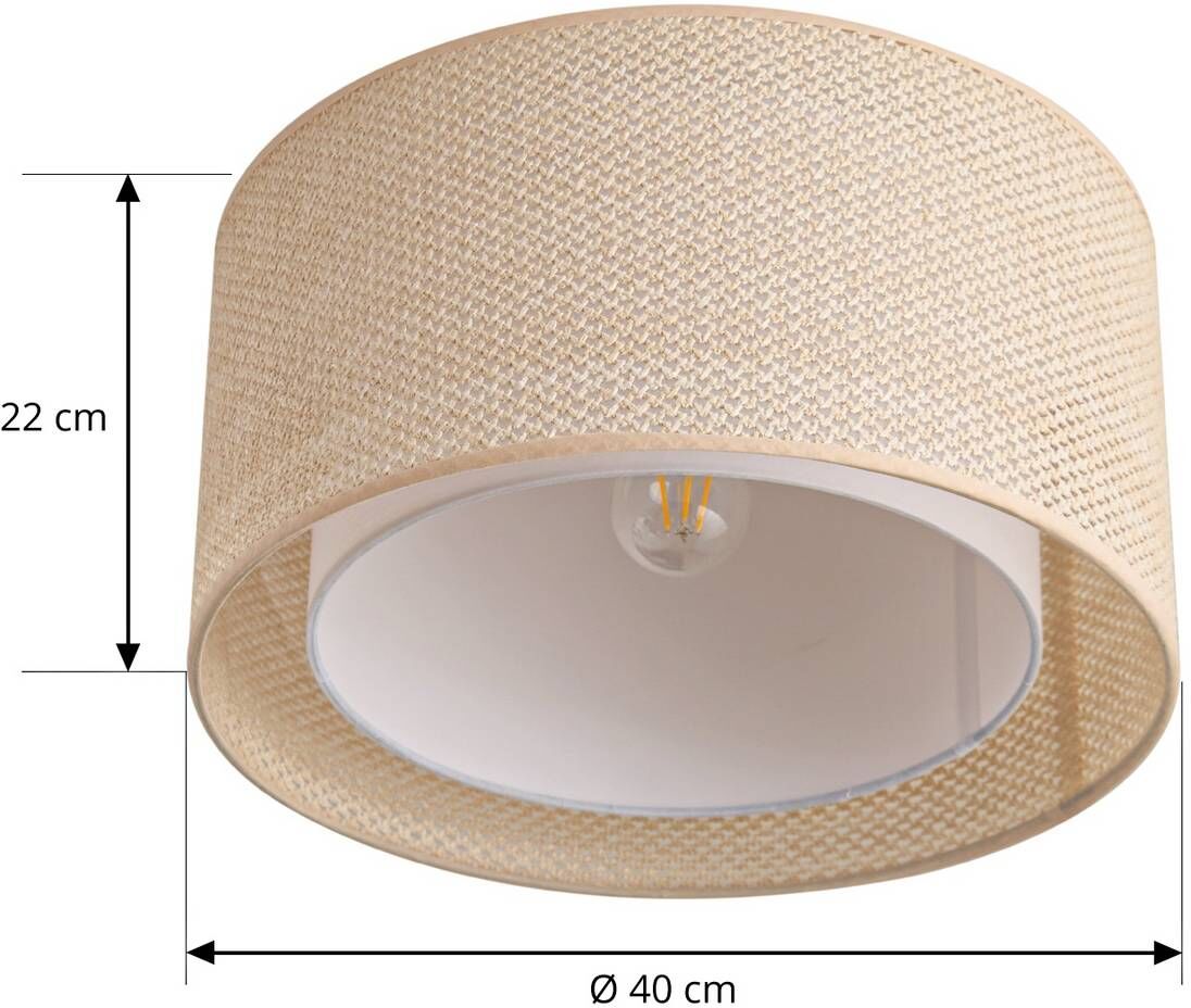 Deckenlampe Soula Lindby, dimmbar, creme / amber, für Wohn- / Esszimmer, Kunststoff, Landhaus / Rustikal, Deckenlampe
