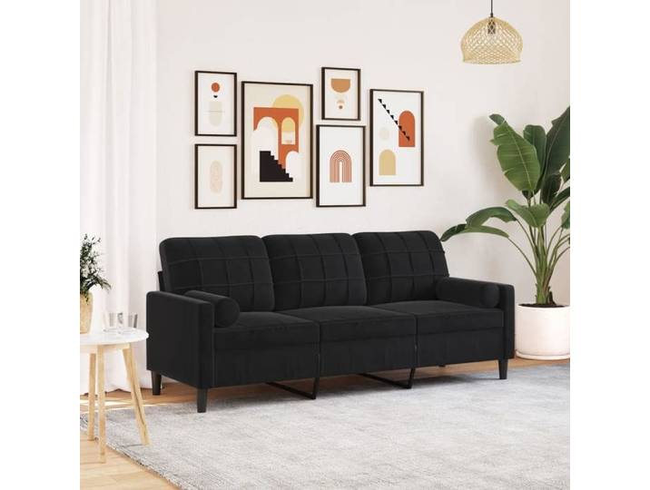 Canapé 3 places avec oreillers décoratifs noir 180 cm velours canapé canapé de salon canapé 3 places en velours 3278234